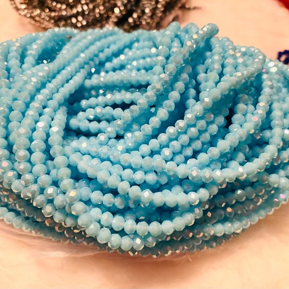 “Baby Powder Blue”📿 50 inches Color Meaning: Devotion Fidelity Loyalty & Truth - Picture 4 of 6